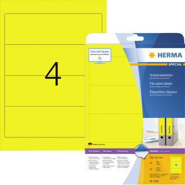 HERMA Ordnerrückenetikett 5097, 192 x 61 mm, rot, 80 Etiketten, A4-Bogen, FSC-zertifiziert