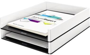 LEITZ Briefkorb WOW 53611001 DIN A4 PS weiß/grau – Stilvoller Duo-Colour Briefablage