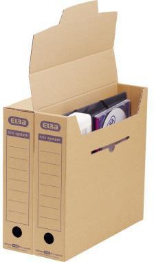 ELBA Archivbox tric System 100421087 für DIN A4 naturbraun – stapelbar, mit Deckel & Griffloch