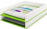 LEITZ Briefkorb WOW 53611001 DIN A4 PS weiß/grau – Stilvoller Duo-Colour Briefablage