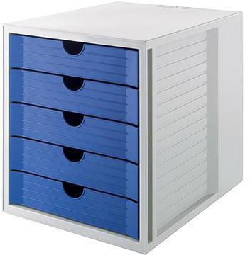 HAN SYSTEMBOX KARMA Schubladenbox, 5 Schubladen, DIN A4/C4, 80-100% Rezyklat, öko-grau