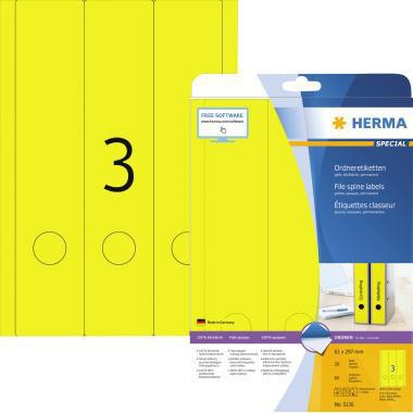 HERMA Ordneretikett 5138 61x297mm blau 60 Stück – Blanko für alle gängigen Ordner