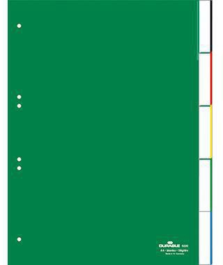 DURABLE Register 622105 DIN A4 10-teilig Hartfolie grün mit Einsteckschildern und DURAPRINT-Beschriftung