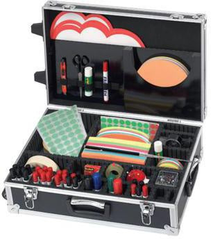 FRANKEN Moderationskoffer Trainer UMKR – 3.000-teiliges Set, Aluminium/Kunststoff, schwarz/silber