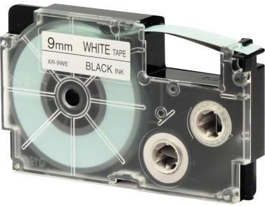 CASIO Schriftbandkassette XR-9WE – 9 mm x 8 m, schwarz auf weiß, Originalzubehör
