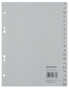 Soennecken A-Z Register DIN A5 aus Polypropylen, grau, 20 Blätter, volle Höhe