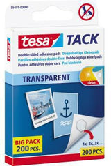 tesa Klebepad TACK Transparent 10x10 mm, 200 Stück, sechseckig, doppelseitig klebend, wieder ablösbar