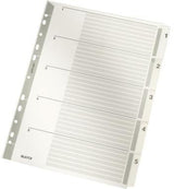 LEITZ Zahlenregister 1-5 DIN A4 volle Höhe 160g Karton grau mit Deckblatt