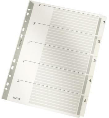 LEITZ Zahlenregister 1-5 DIN A4 volle Höhe 160g Karton grau mit Deckblatt
