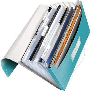 Leitz Fächermappe WOW 45890036 DIN A4 6 Fächer PP blau mit Gummizug