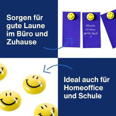 magnetoplan Magnet Smilies 16671, 20 mm, gelb, 8 St./Pack – Ferrit-Magnete für Whiteboards