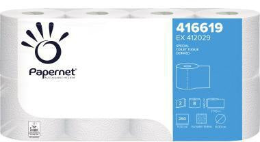 PAPERNET Toilettenpapier Special 2-lagig, 250 Blatt, 8 Rollen, Blauer Engel