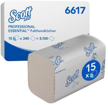 Scott Essential 6617 Interfold Papierhandtücher 1-lagig 21x20 cm 15x340 Blatt