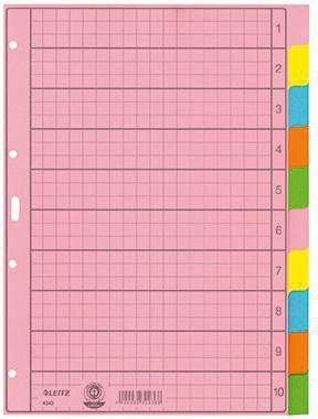 LEITZ Ordnerregister DIN A4 blanko 10-teilig aus recyceltem Tauenpapier, mehrfarbig
