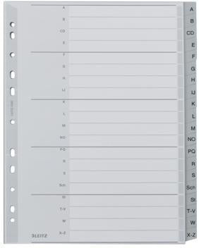 LEITZ A-Z Register 12600000 DIN A4 20teilig PP grau mit beschriftbarem Deckblatt