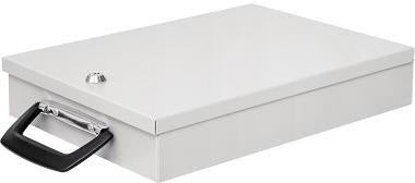 WEDO Dokumentenkassette A4 – Stahlblech, Scheibenschloss, lichtgrau, 35,5 x 26 cm, abschließbar