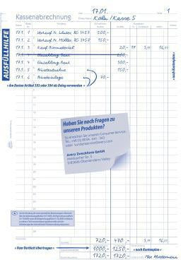 Avery Zweckform Kassenabrechnung 428 DIN A4, 2x50 Blatt, mit Blaupapier