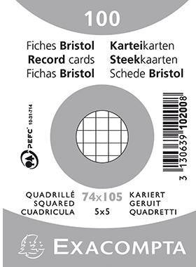 Exacompta Karteikarte DIN A7 kariert weiß 100 St./Pack. – 205 g/m², PEFC