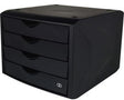 Soennecken Schubladenbox oeco 1614 schwarz, 4 Schubladen DIN A4, 80 % Recyclingkunststoff