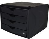 Soennecken Schubladenbox oeco 1614 schwarz, 4 Schubladen DIN A4, 80 % Recyclingkunststoff