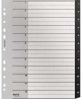 Leitz Zahlenregister Recycle A4 1-10 schwarz, 90 % recycelter Kunststoff, Universallochung