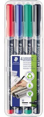 STAEDTLER Lumocolor permanent 317 Folienstift 1 mm 4er-Set farbig sortiert
