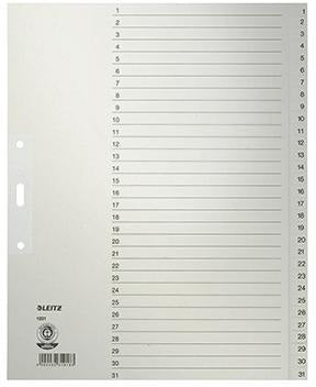 LEITZ Zahlenregister 1-31 DIN A4 volle Höhe grau aus recyceltem Tauenpapier