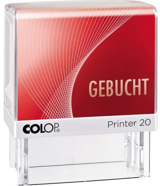 COLOP Printer 20 Textstempel ERLEDIGT – Selbstfärber mit rotem Gehäuse und Indexfenster