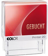 COLOP Printer 20 Textstempel ERLEDIGT – Selbstfärber mit rotem Gehäuse und Indexfenster
