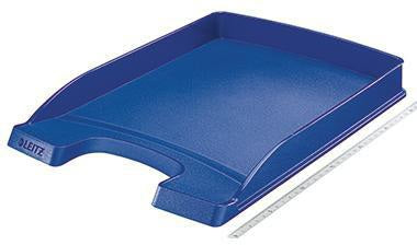 LEITZ Briefablage Plus flach DIN A4 – stapelbar, Polystyrol, blau, mit Greifausschnitt