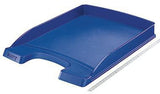 LEITZ Briefablage Plus flach DIN A4 – stapelbar, Polystyrol, blau, mit Greifausschnitt