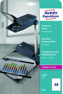 Avery Zweckform Laserfolie 3561 DIN A4 transparent 130 µm 50 Folien für Farblaserdrucker