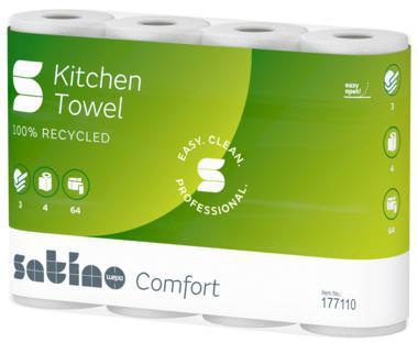 SATINO BY WEPA Küchenrolle Comfort, 3-lagig, 100% recycelt, 4 Rollen