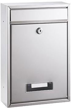 ALCO Briefkasten 21,5 x 32 x 8,5 cm mit Sichtfenster und Namenshalter, silber lackiert