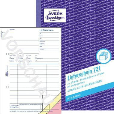 Avery Zweckform Lieferschein 721 DIN A5, 3x50 Blatt, mit Empfangsschein, Mikroperforation