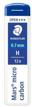 STAEDTLER Feinmine Mars micro carbon 250 07-H 0,7 mm Härte H – 12 Stück