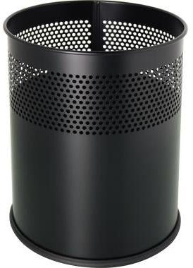 helit Papierkorb the dot 15 l Metall aluminiumgrau mit Lochdekor – rund, 25,7 x 32,1 cm