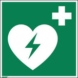 Hinweisschild Defibrillator E010 Fahnenschild 200x200 mm Hart-PVC nachleuchtend von Soennecken