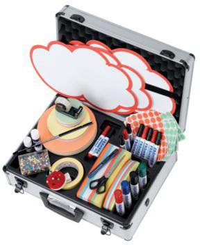 FRANKEN Moderationskoffer PROFI Aluminium silber 2.500 Teile mit Tragegriff und Schultergurt
