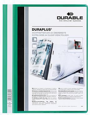DURABLE Angebotshefter DURAPLUS 257902 A4 weiß – Überbreiter Schnellhefter mit Hängeschienen-Einschub