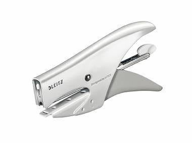 LEITZ Heftzange WOW 55312001 – Metall, 15 Blatt, perlweiß, inkl. 1.000 Heftklammern
