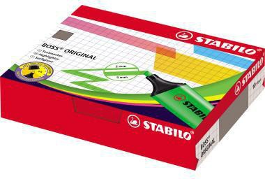 STABILO BOSS ORIGINAL Textmarker 10er Set – 4 Farben, Keilspitze 2-5 mm, Anti-Dry-Out