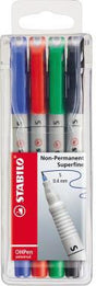 STABILO OHPen universal Folienstift 0,4 mm – 4er Set farbig sortiert, abwischbar