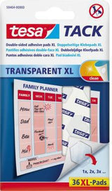 tesa Klebepad TACK XL 59404-00000 – 36 Stück transparente Klebepads, wieder ablösbar