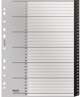 Leitz Zahlenregister Recycle A4 1-10 schwarz, 90 % recycelter Kunststoff, Universallochung