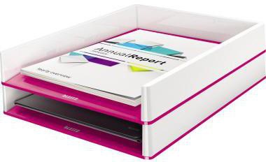 LEITZ Briefkorb WOW 53611001 DIN A4 PS weiß/grau – Stilvoller Duo-Colour Briefablage