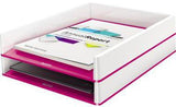 LEITZ Briefkorb WOW 53611001 DIN A4 PS weiß/grau – Stilvoller Duo-Colour Briefablage
