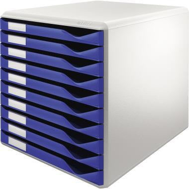 Leitz Schubladenbox 52810025 DIN A4 10 Schubladen lichtgrau/rot