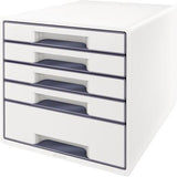 LEITZ Schubladenbox WOW CUBE 52142001 mit 5 Schubfächern, weiß/grau, stapelbar