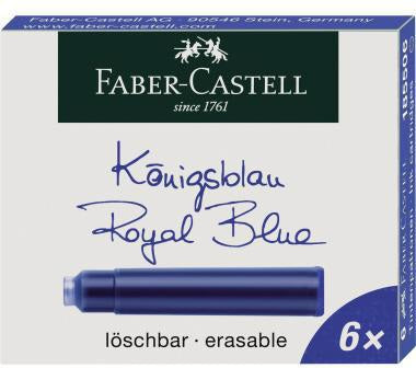 Faber-Castell Tintenpatronen Standard königsblau 6 St./Pack – löschbar & auswaschbar für Füllfederhalter